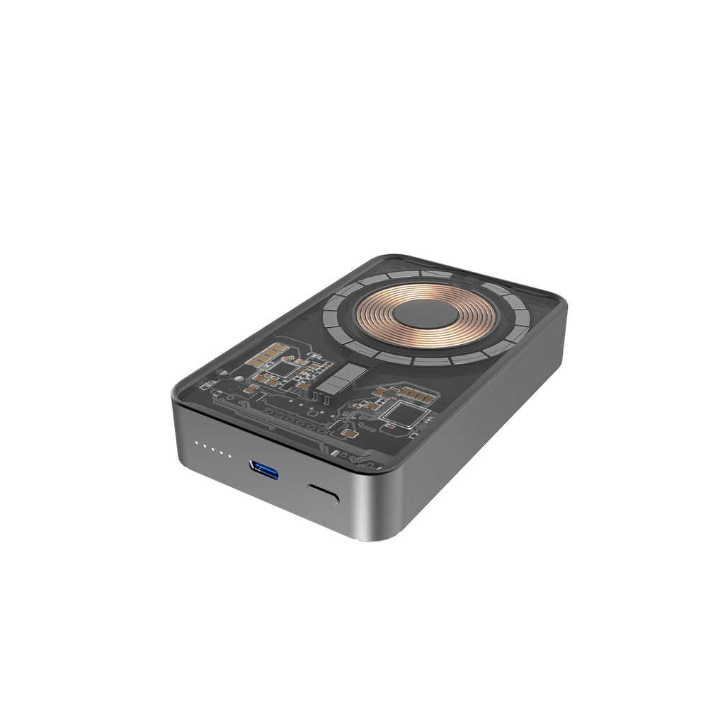BNY for Transparent Battery, 10000mAh Wireless Portable Charger, PD20W USB-C Fast Charging Power Bank
