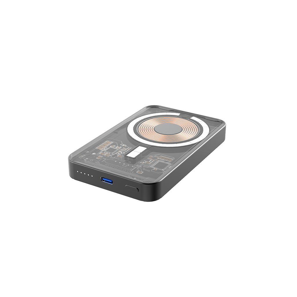 BNY for Transparent Battery, 5000mAh Wireless Portable Charger, PD20W USB-C Fast Charging Power Bank