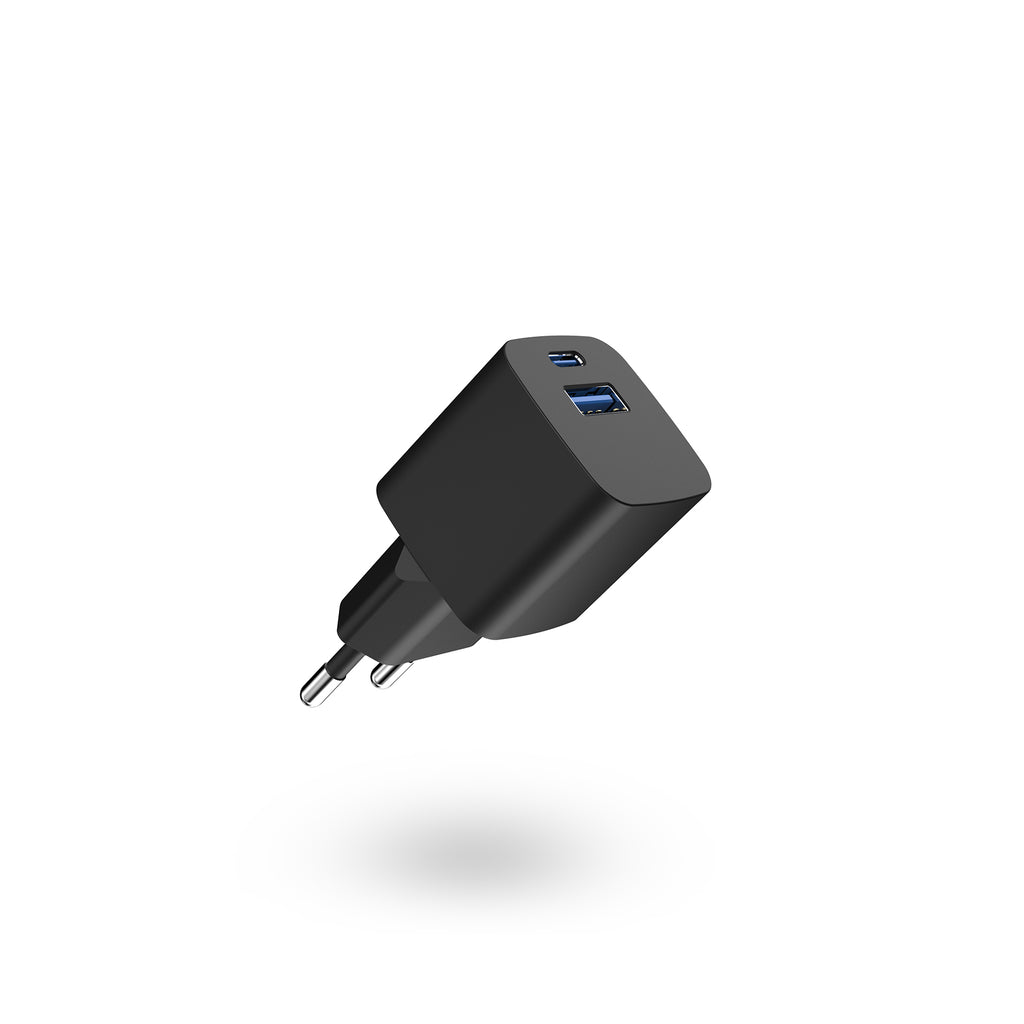 BNY for PD20W+QC3.0 Mini Wall Charger with 1×USB-C & 1×USB Fast Charging Adapter Portable