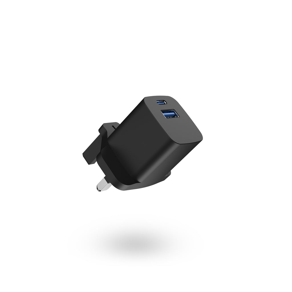 BNY for PD20W+QC3.0 Mini Wall Charger with 1×USB-C & 1×USB Fast Charging Adapter Portable