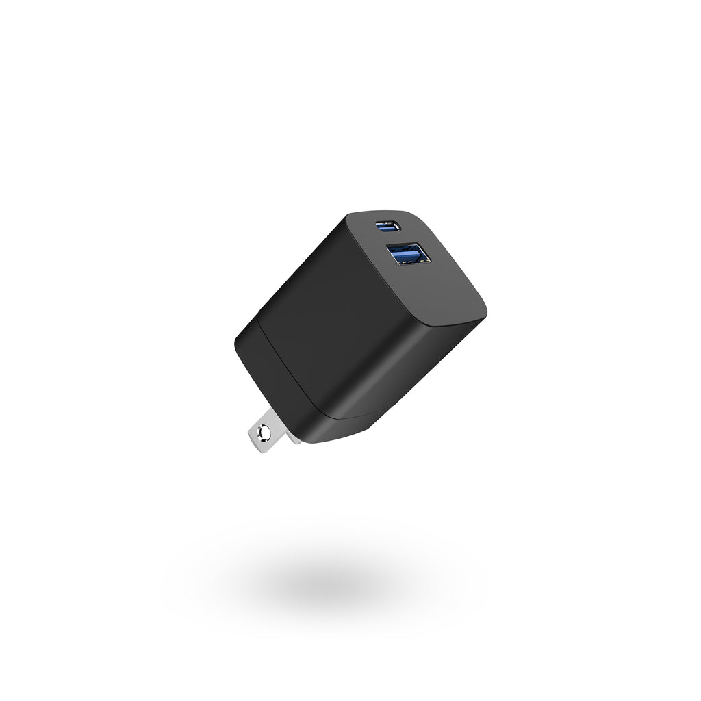 BNY for PD20W+QC3.0 Mini Wall Charger with 1×USB-C & 1×USB Fast Charging Adapter Portable