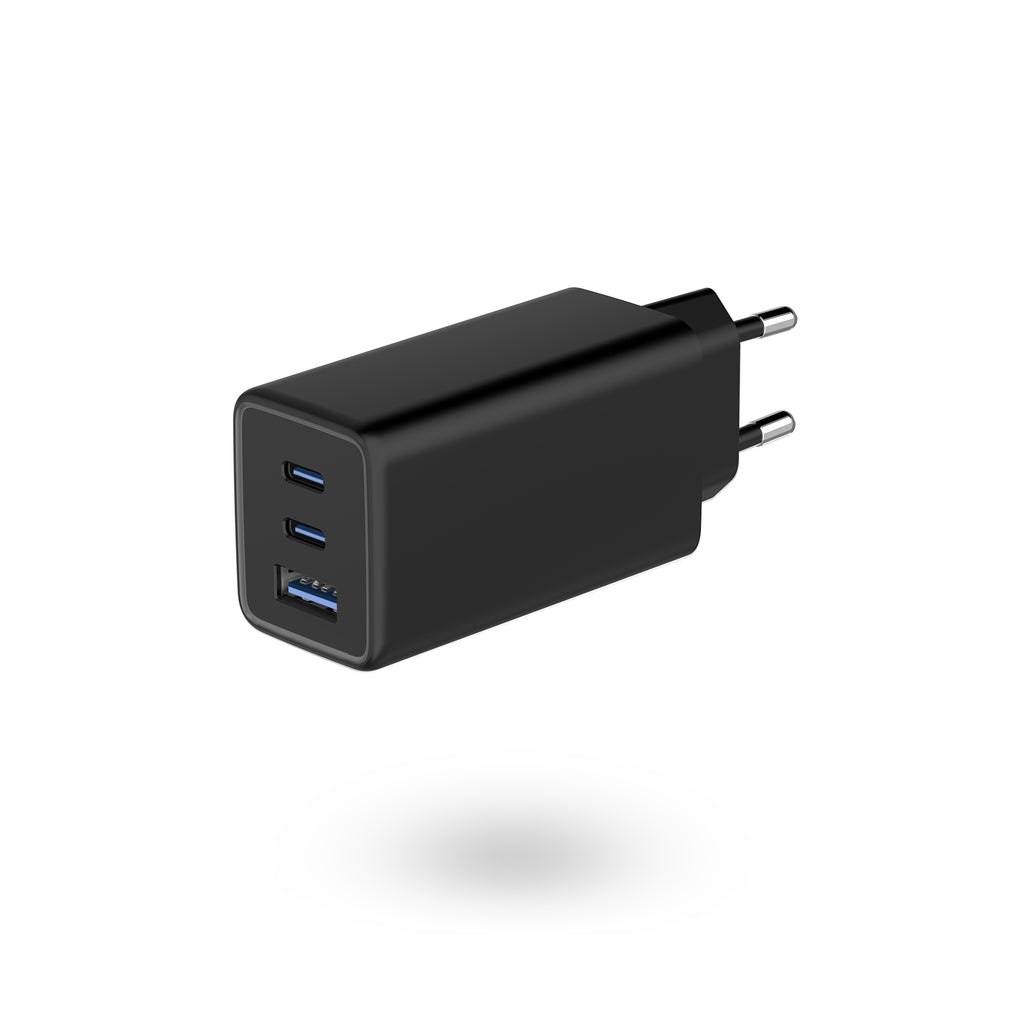 BNY for 65W+QC3.0 GaN Wall Charger with 2×USB-C & 1×USB Fast Charging Adapter Portable