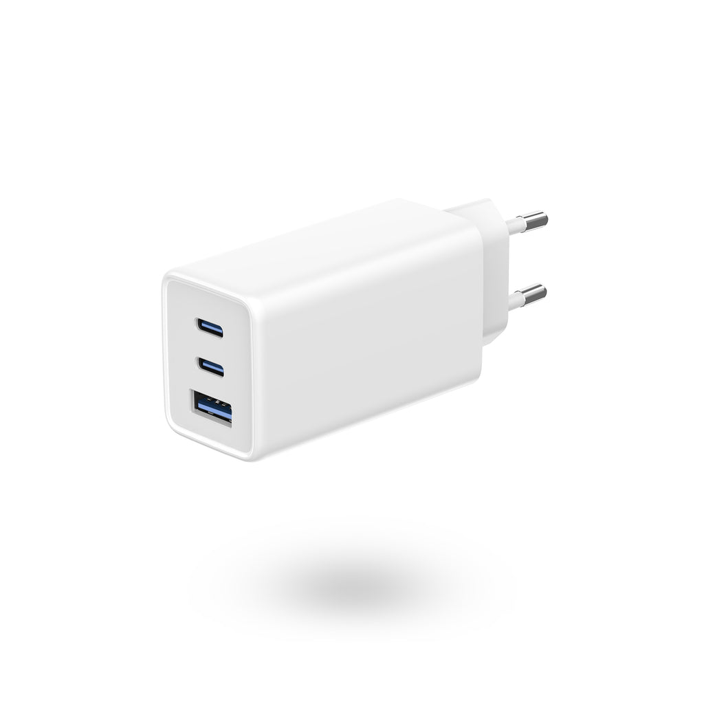 BNY for 65W+QC3.0 GaN Wall Charger with 2×USB-C & 1×USB Fast Charging Adapter Portable